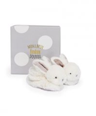 Zestaw upominkowy Doudou - Zestaw bucików z grzechotkami królik 0-6 miesięcy