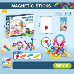 Magnetická stavebnica 58 kusov tyčiniek