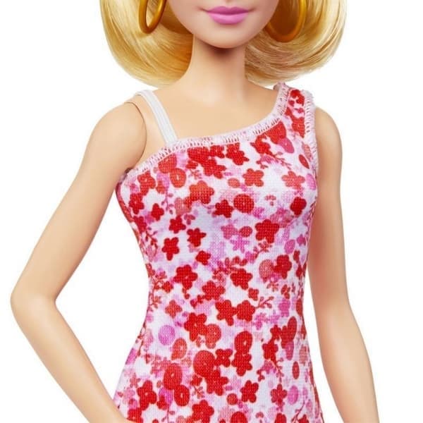 Barbie modelka - ružové kvetinové šaty