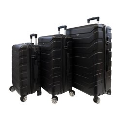 Walizka podróżna Bavy Shell Ribs Black - zestaw 3 sztuk