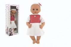 Poupée/Baby Hamiro winking 50cm, corps solide, robe blanche + rouge à pois