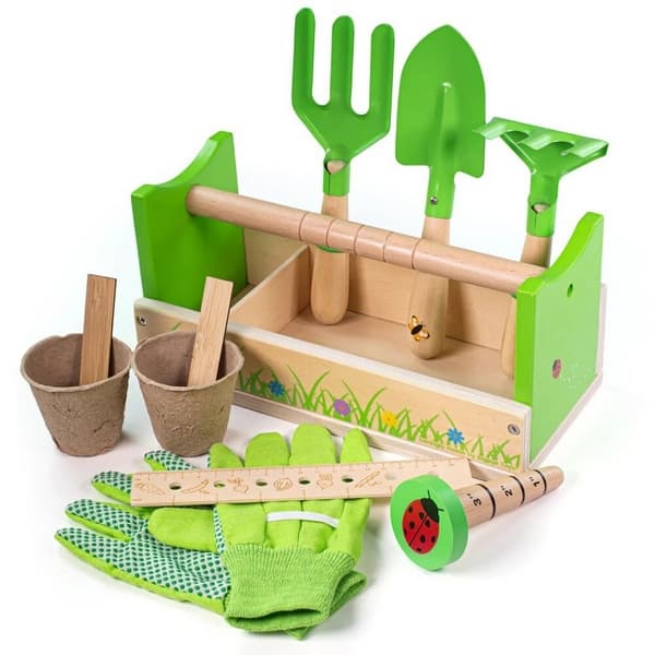 Bigjigs Toys Set de grădinărit într-o ladă