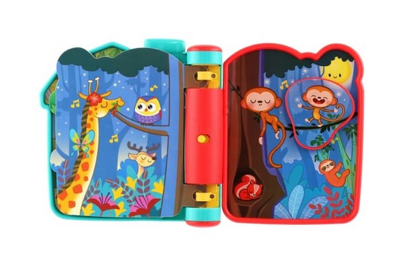 Książeczka edukacyjna safari, plastikowa, na baterie, z dźwiękiem w pudełku