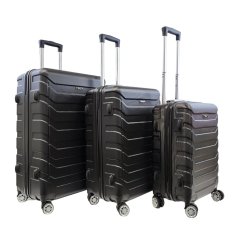 Bavy Cestovní kufr skořepinový Ribs Black - set 3 ks