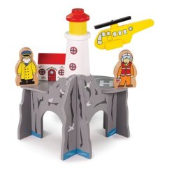 Tunnel ferroviaire Bigjigs avec phare et héliport