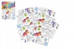 Șervețele de colorat 12 buc dinozauri din plastic în pungă 30x42x1cm