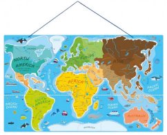 Woody Puzzle mapa světa Svět v obrázcích, 2 v 1