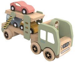Transportor de mașini din lemn 2Kids Toys