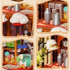 RoboTime 3D dřevěná skládačka Miniatura domečku Tipsy Cat Bar