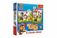 Puzzle 2v1 + pamäťová hra Psí tím Paw Patrol 27,5x20,5cm v krabici 28x28x6cm