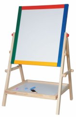 Tableau noir Woody - cadre naturel avec étagère, 65cm