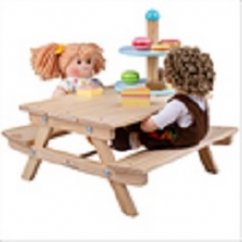 Bigjigs Toys Banco de picnic de madera para muñecas
