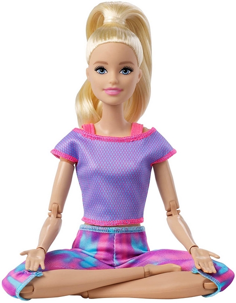 Barbie V pohybu - Varianty: GXF04 blondýna,modré triko