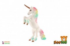 Unicornio blanco con melena arco iris zooted