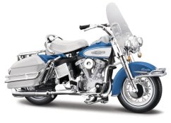 Maisto - HD - Motocykl - 1966 FLH Electra Glide, niebiesko-biały, seria 44, blister, 1:18