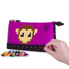 PIXIE CREW duże etui BLACK WITH FUCHSIE POINT