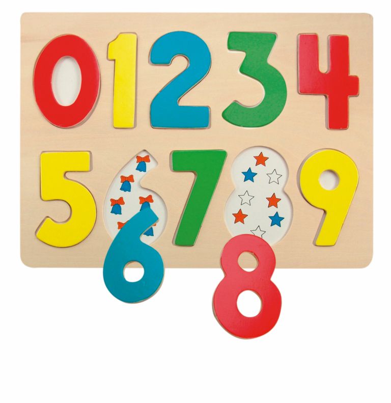Woody Puzzle na desce Číslice s beruškami