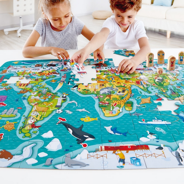 Hape Detské puzzle - Mapa sveta 2 v 1