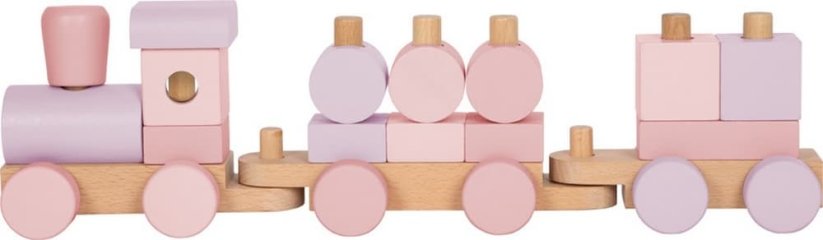 small foot Nasazování Dřevěný vláček růžový