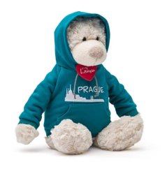Medveď Spencer v modrej mikine Praha, 36cm