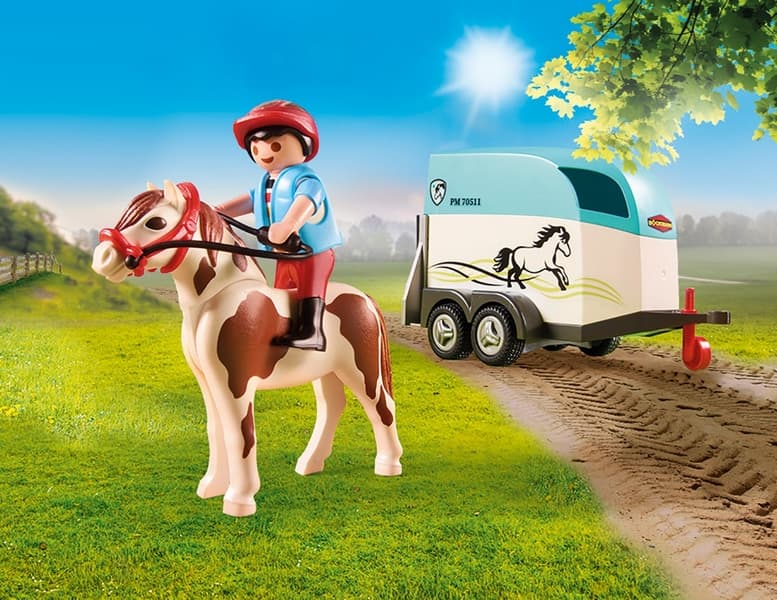 Playmobil 70511 Voiture avec remorque pour poney