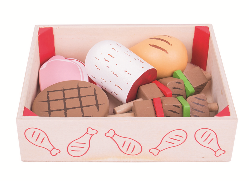 Bigjigs Toys Saucisses en bois dans une boîte