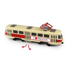 Metal Cehia retro tramvai roșu 16 cm PRAGUE ușă de deschidere