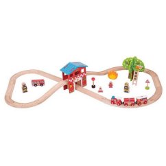 Bigjigs Rail Pistă de tren din lemn stație de pompieri