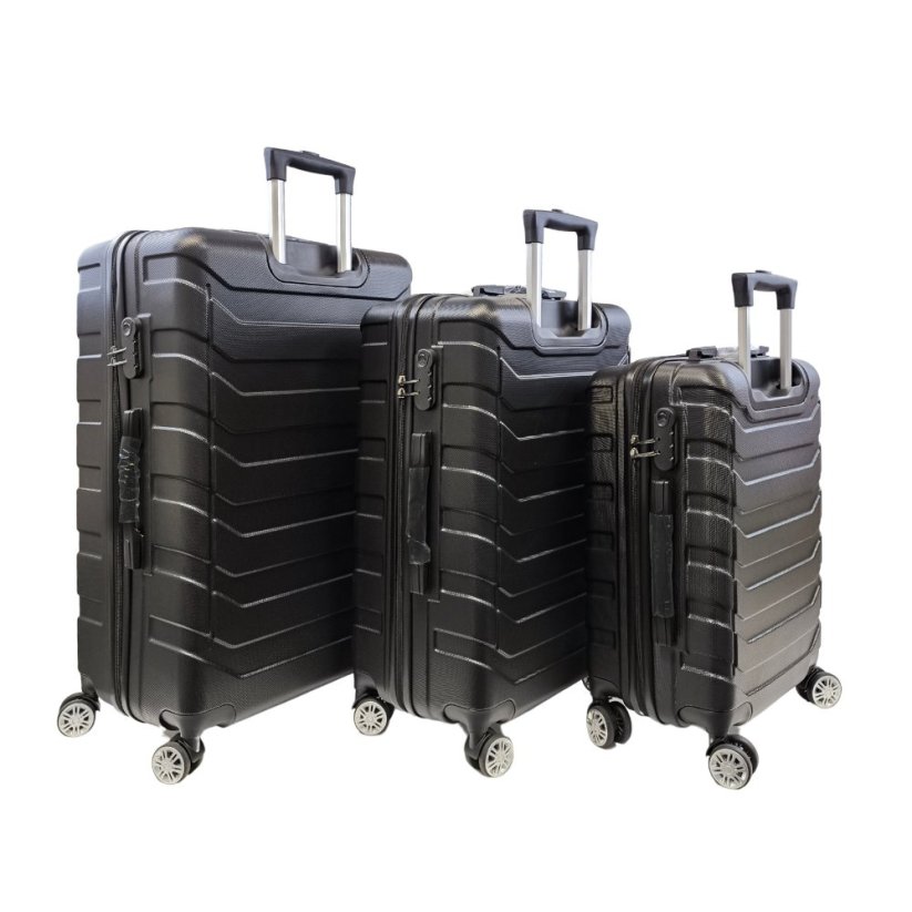 Bavy Cestovní kufr skořepinový Ribs Black - set 3 ks