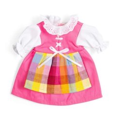 Bigjigs Toys Rózsaszín ruha köténnyel babához 28 cm