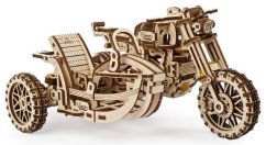 Ugears 3D fából készült mechanikus puzzle UGR-10 motorkerékpár (scrambler) kocsival