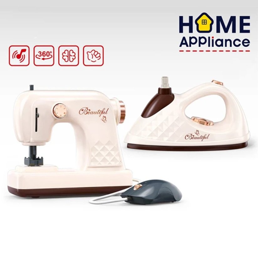 Detský šijací stroj a žehlička