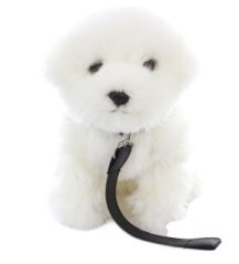 Maltese di peluche con guinzaglio 28 cm