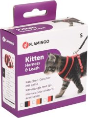 Flamingo Postroj a vodítko pro kočky Černá/červená S