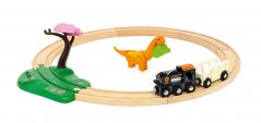Șină circulară de tren cu dinozaur