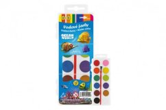 Farby wodne z pędzlem Ocean World 12 kolorów/21mm w plastikowym pudełku 7x18x1cm w torbie