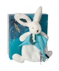 Doudou Zestaw upominkowy - Pluszowy królik z muchomorkiem 25 cm niebieski