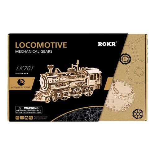 RoboTime 3D dřevěné mechanické puzzle Parní lokomotiva
