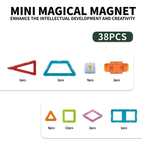 Magnetyczny zestaw konstrukcyjny Kolorowy 38 elementów