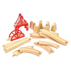 Bigjigs Rail Jeu de rails en bois Bridge 18 pièces