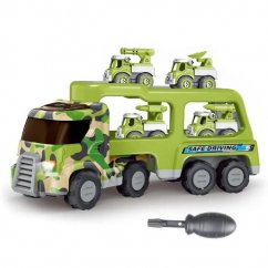 Camion avec voitures vertes