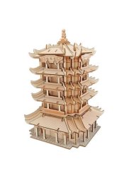 Drewniane puzzle 3D Woodcraft Żółta wieża z żurawiem