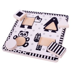 Bigjigs Toys Puzzle in legno forme bianche e nere 1