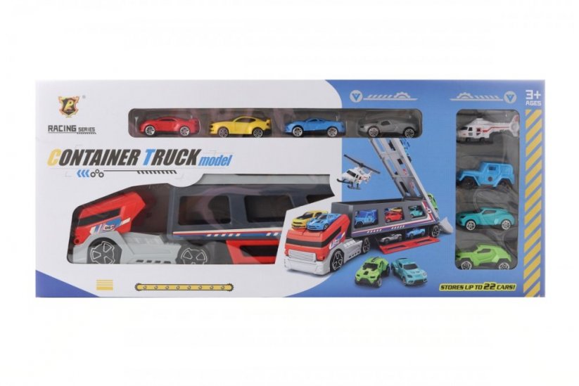 Camión volquete con coches de juguete