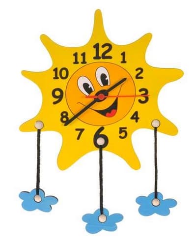 DoDo Horloge en bois pour enfants avec soleil et nuages