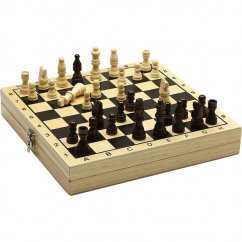 Jeujura Șah și dame din lemn în cutie