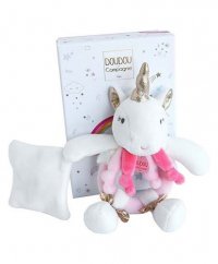 Set de regalo Doudou - Unicornio sonajero de peluche 17 cm
