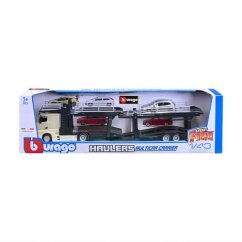 Bburago - STREET FIRE, Multicar Carrier Ciężarówka M-B Actros z przyczepą + VW Polo GTI Mark 5