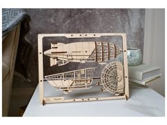 Puzzle mecanic din lemn Ugears 2.5D cu dirijabilul Zeppelin