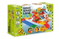 Garázsszerviz 3 emelet + pálya 1,5m + 2 autó műanyag Wader